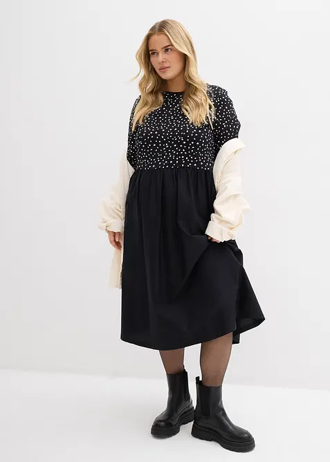 Robe bi-matière 100% coton, bonprix
