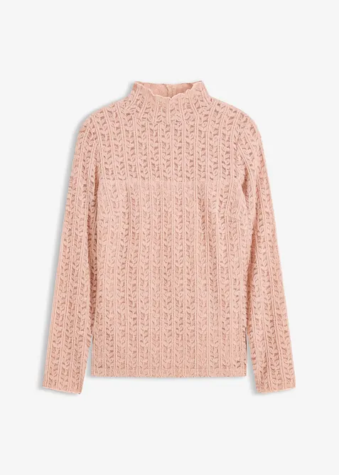 T-shirt col roulé en dentelle, bonprix