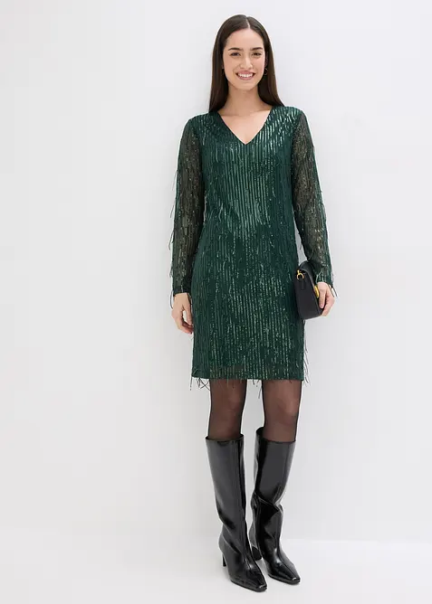 Robe à sequins et franges, bonprix
