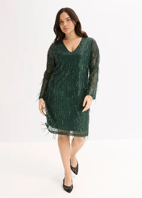 Robe à sequins et franges, bonprix