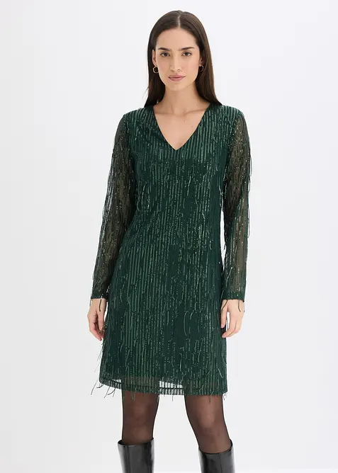 Robe à sequins et franges, bonprix