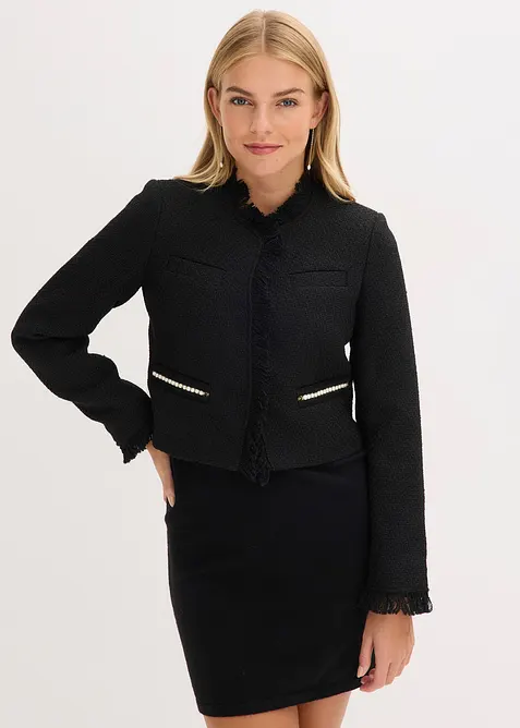 Blazer cropped en maille bouclette, bonprix