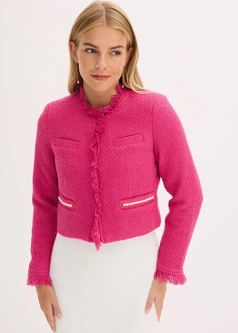 Blazer cropped en maille bouclette, bonprix