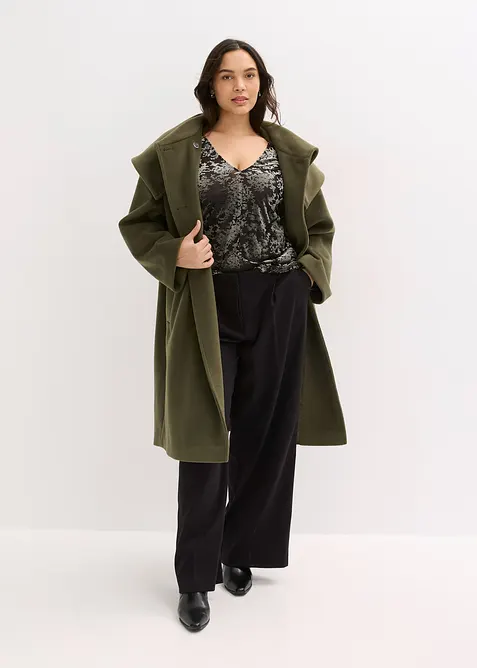 T-shirt manches longues en velours d&eacute;vor&eacute;, bonprix