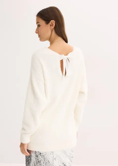 Pull long en maille poilue douce, bonprix