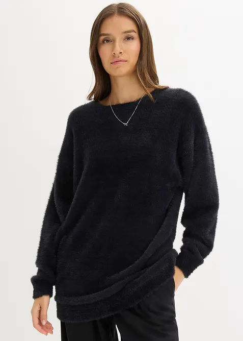 Pull long en maille poilue douce, bonprix
