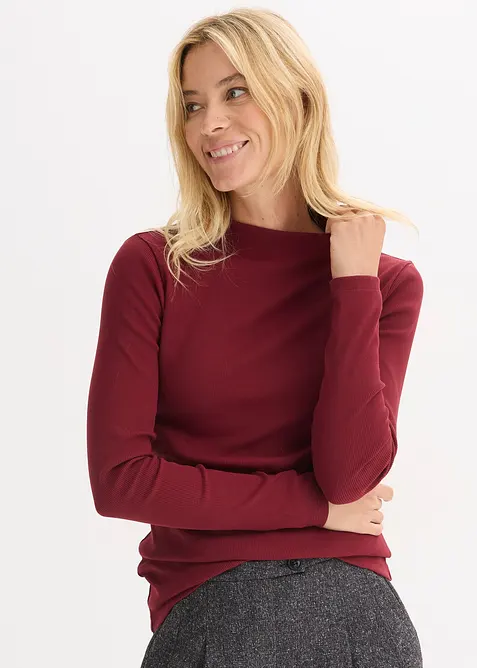 T-shirt manches longues en mati&egrave;re c&ocirc;tel&eacute;e, bonprix