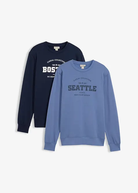 Lot de 2 sweats 100% coton, bonprix