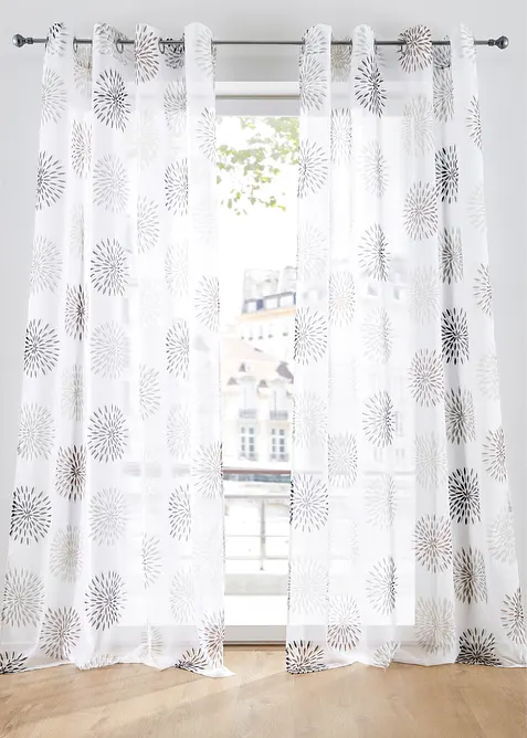 Voilage imprim&eacute; cercles (1 pce), aussi en XXL, bonprix