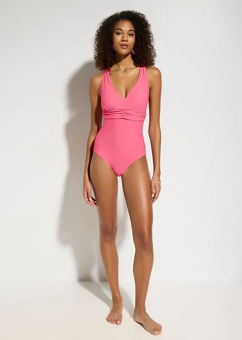 Maillot 1 pi&egrave;ce sculptant &agrave; bretelles crois&eacute;es, maintien l&eacute;ger, bonprix