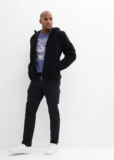 Pantalon cargo regular en coton extensible et robuste, droit, bonprix