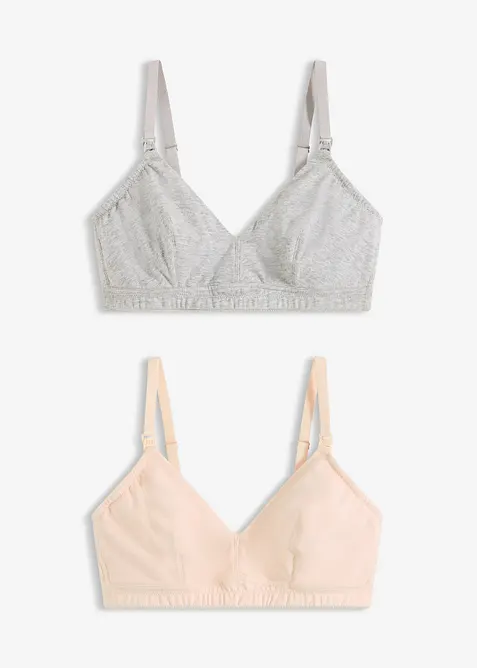 Lot de 2 soutiens-gorge d&rsquo;allaitement coton sans armatures, bonprix