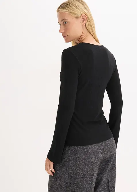 T-shirt manches longues c&ocirc;tel&eacute;, bonprix