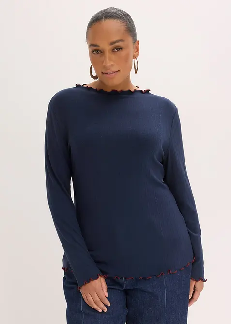 T-shirt manches longues c&ocirc;tel&eacute;, bonprix