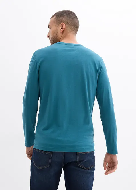 Lot de 2 T-shirts manches longues col tunisien 100% coton, bonprix