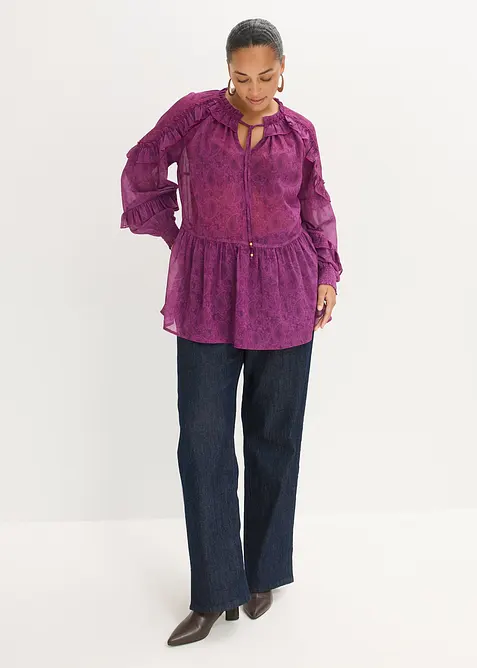 Blouse en crêpe à volants, bonprix