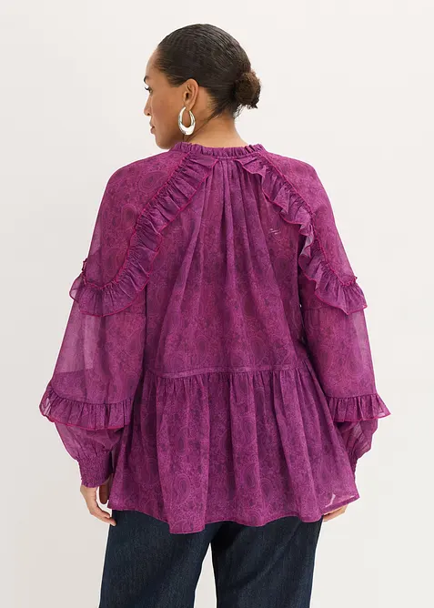 Blouse en crêpe à volants, bonprix