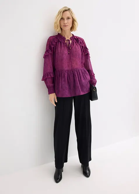 Blouse en crêpe à volants, bonprix