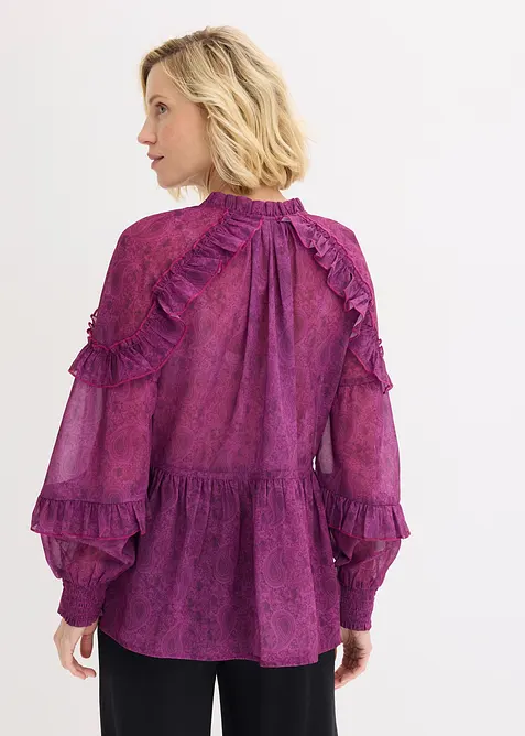 Blouse en crêpe à volants, bonprix