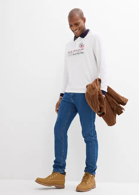 Polo manches longues en maille piqu&eacute;e 100% coton, bonprix