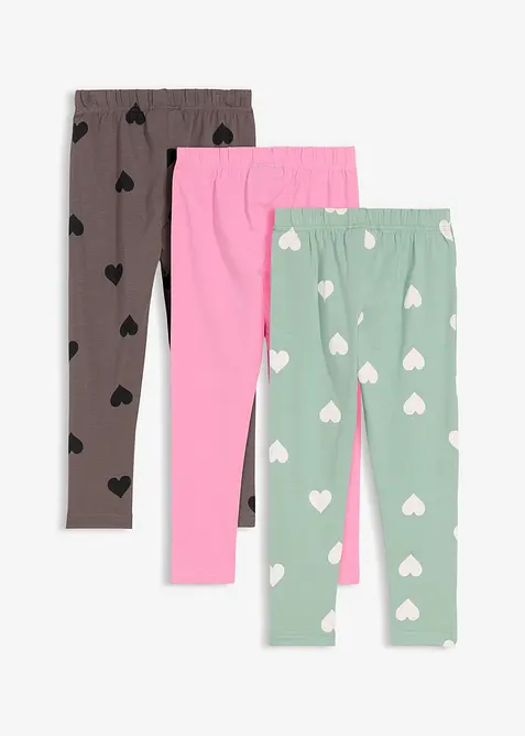 Lot de 3 leggings en coton extensible, bonprix