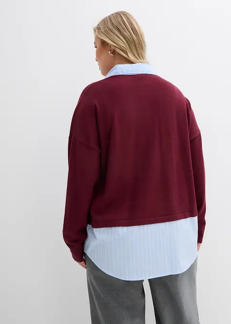 Pull en fine maille empi&egrave;cement chemisier, bonprix