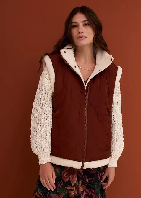 Gilet sans manches réversible en sherpa, bonprix