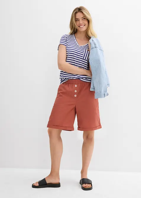 Bermuda effet paper touch en coton extensible, bonprix