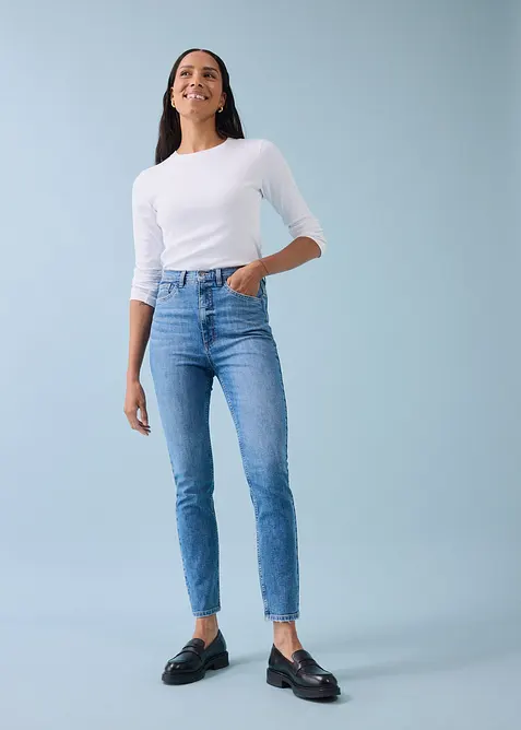 Jean skinny taille haute, cropped, bonprix