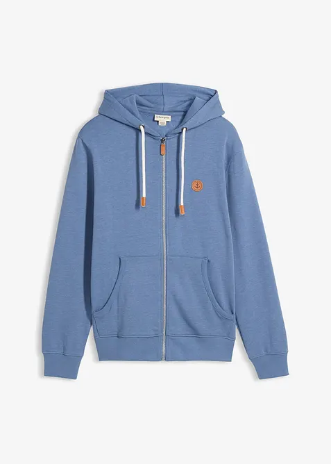Sweat zipp&eacute; &agrave; capuche et d&eacute;tails enduits, bonprix
