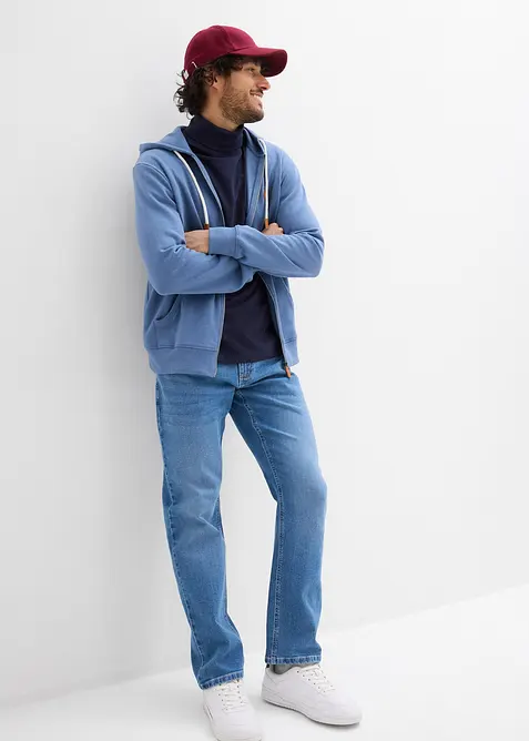 Sweat zipp&eacute; &agrave; capuche et d&eacute;tails enduits, bonprix