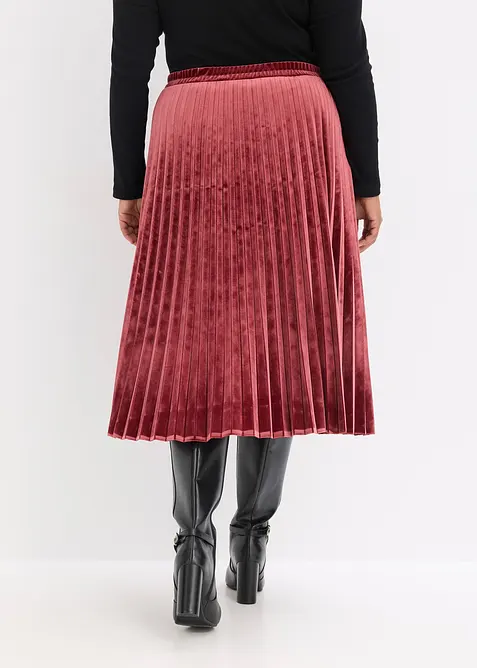 Jupe plissée en velours doux, bonprix