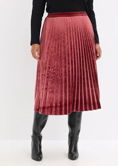 Jupe plissée en velours doux, bonprix