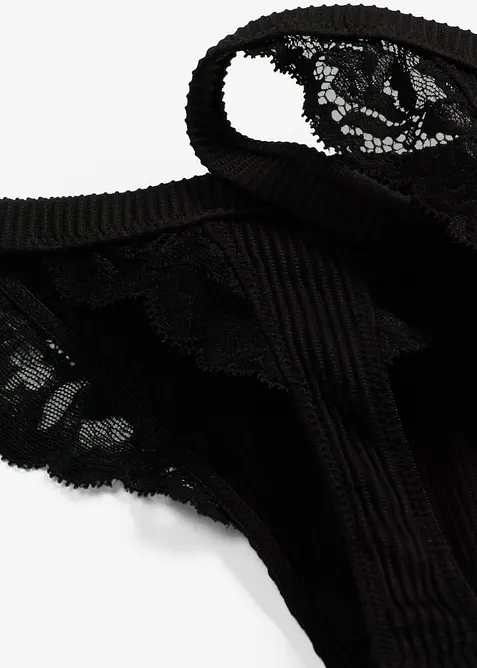 Tanga string en mati&egrave;re douce et c&ocirc;tel&eacute;e, bonprix