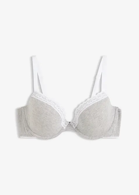 Soutien-gorge coton &agrave; coques, armatures et dentelle, bonprix