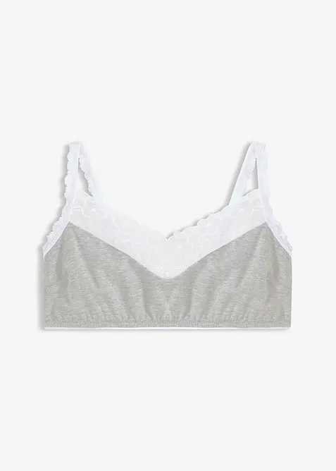 Soutien-gorge bralette sans armatures, coton et dentelle, bonprix
