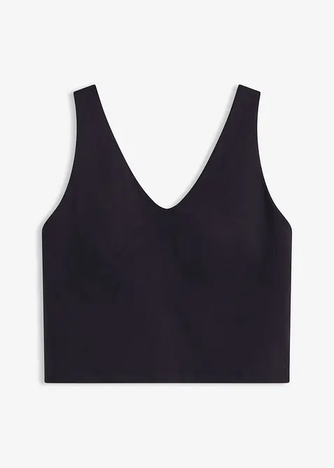 Top de sport avec soutien-gorge int&eacute;gr&eacute;, maintien mod&eacute;r&eacute; et toucher coton, bonprix