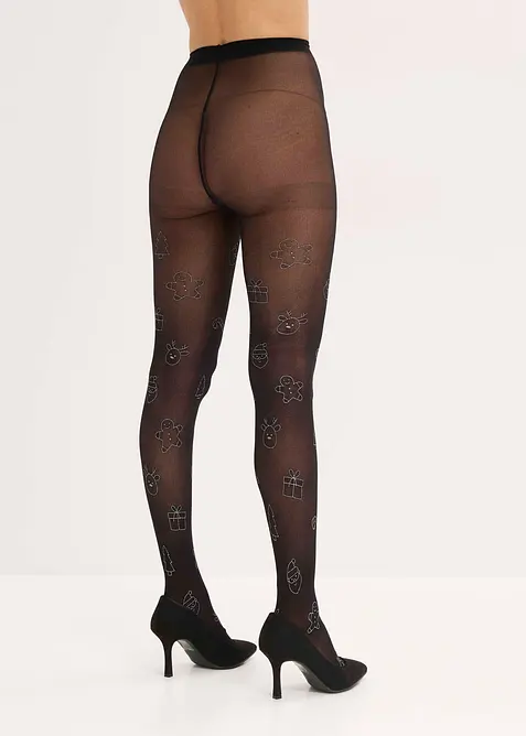 Collant à imprimé de Noël brillant, bonprix