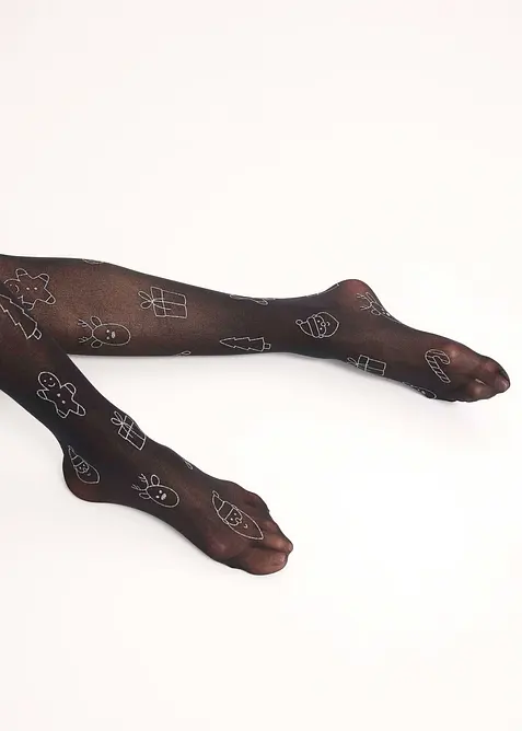 Collant à imprimé de Noël brillant, bonprix
