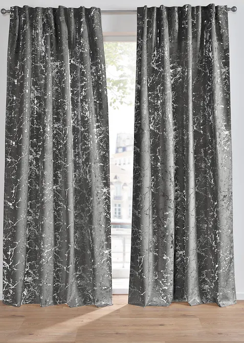 Rideau occultant toucher velours &agrave; imprim&eacute; brillant (1 pce), bonprix