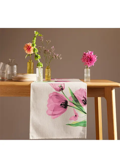 Chemin de table &agrave; imprim&eacute; tulipes, bonprix