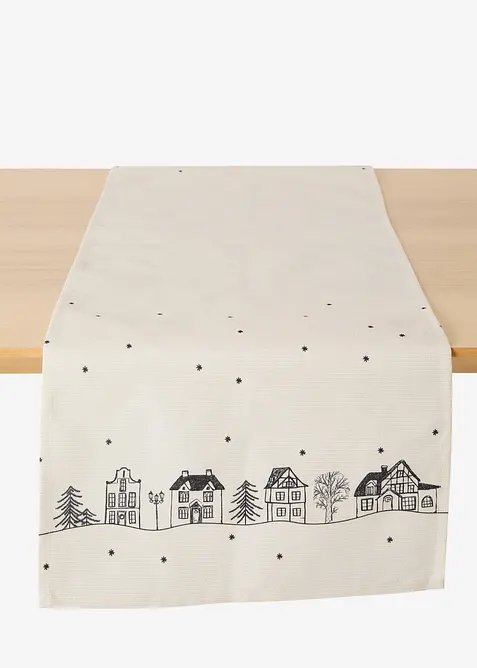 Chemin de table imprimé maisons, déperlant, bonprix