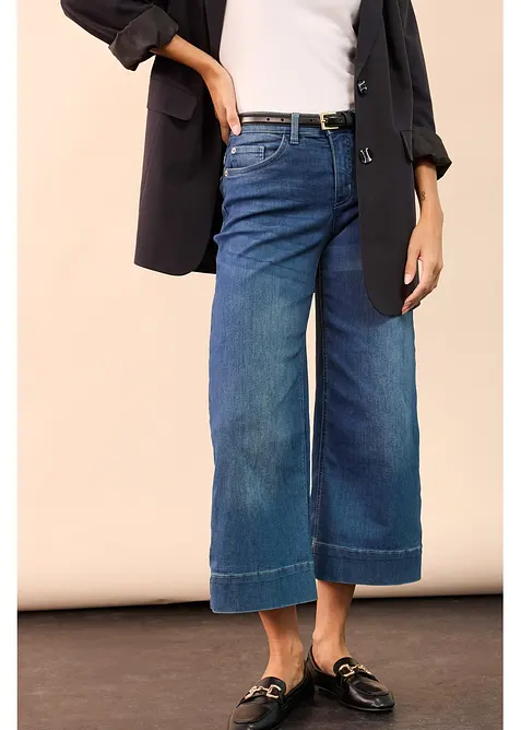 Jupe-culotte 7/8 en jean extensible ultra-doux, bonprix