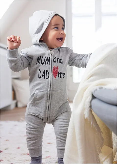 Combinaison sweat entièrement zippée à capuche, bonprix