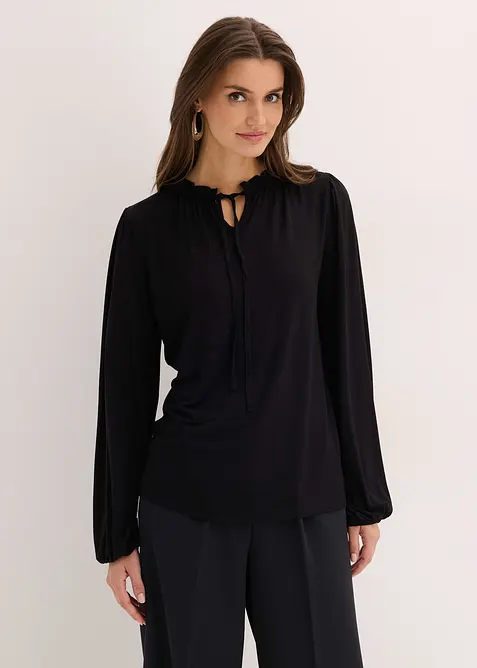 T-shirt manches longues en viscose extensible, bonprix