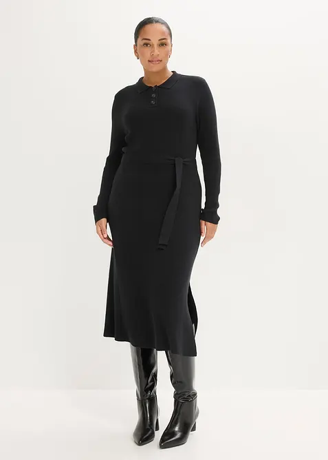 Robe en maille c&ocirc;tel&eacute;e, bonprix