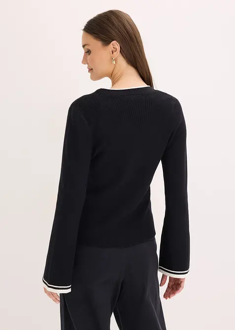 Gilet en maille c&ocirc;tel&eacute;e, bonprix