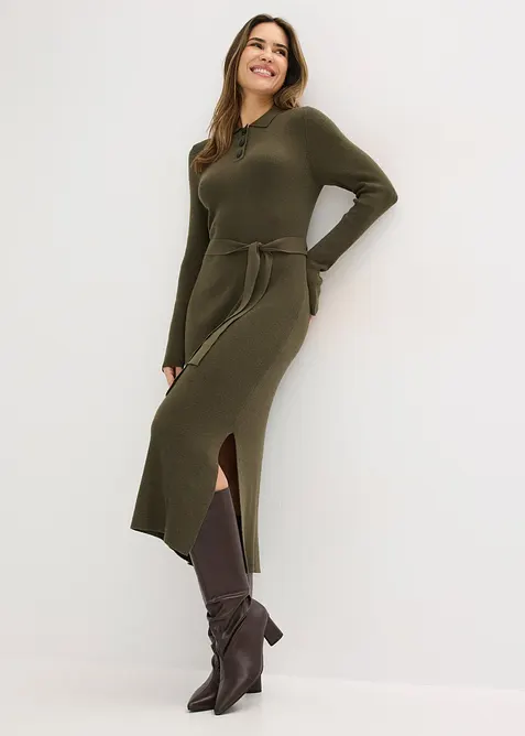 Robe en maille c&ocirc;tel&eacute;e, bonprix