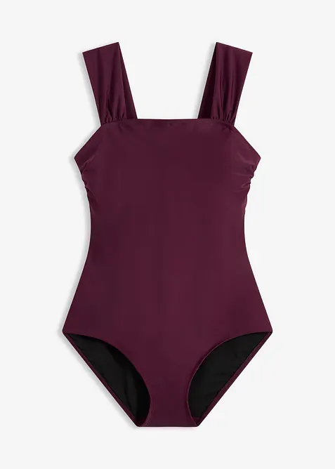 Maillot 1 pi&egrave;ce sculptant &agrave; bretelles larges, maintien mod&eacute;r&eacute;, bonprix