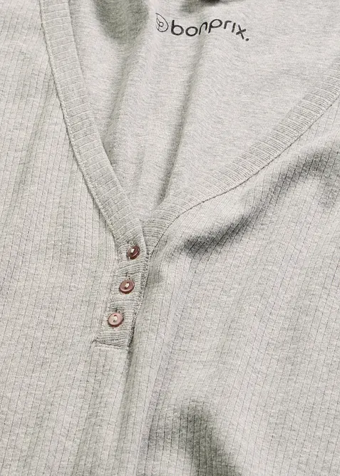 Chemise de nuit en mati&egrave;re c&ocirc;tel&eacute;e avec boutons, bonprix